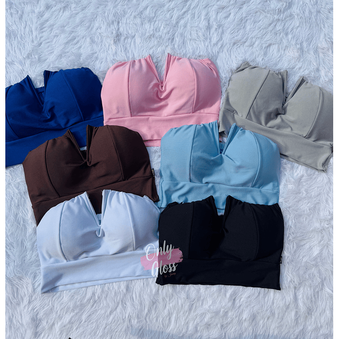 Crop Strapless Escote en V 6