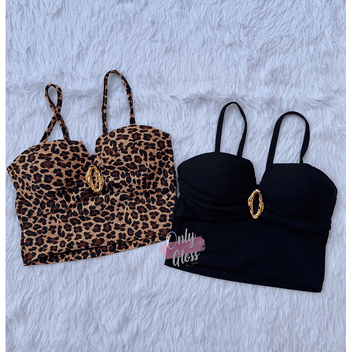 Crop copa Pliegues Hebilla