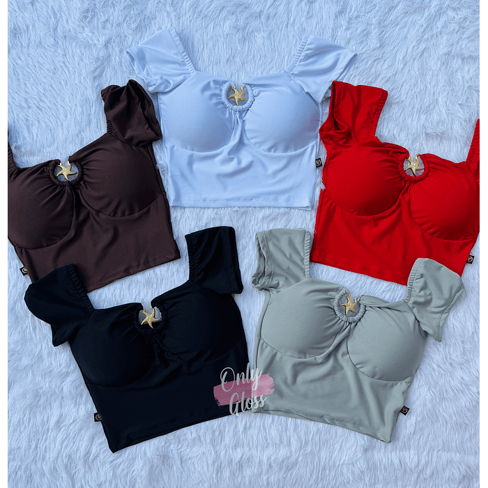 Crop mangas Estrella en medio