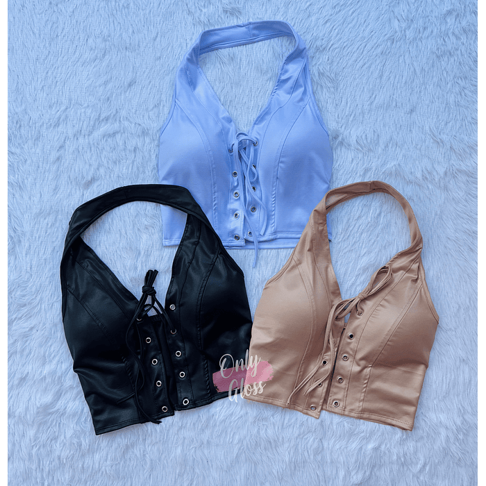 Crop eco cuero Estilo Corsé