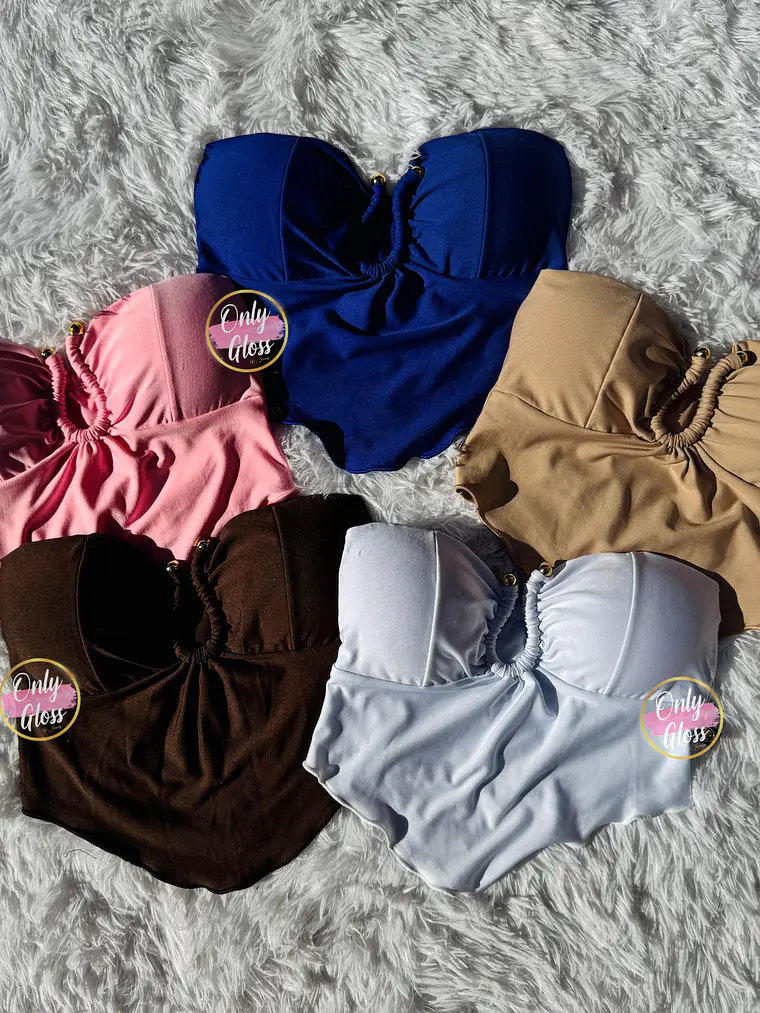 Crop hebilla Strapless en V 1