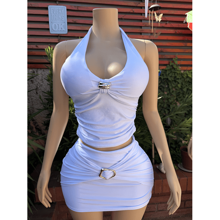 Crop luna broche plateado