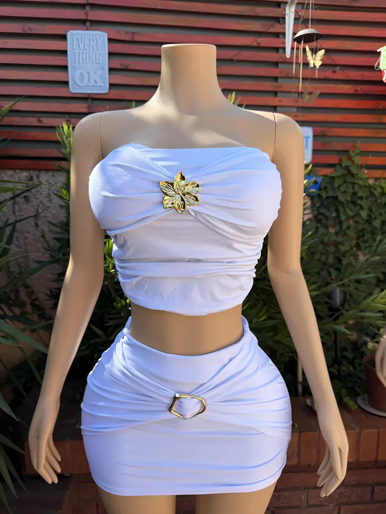 Crop strapless Flor doble tela 1