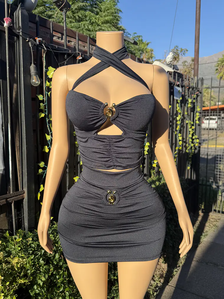 Conjunto de Dos Piezas Crop y Falda Caracol 1