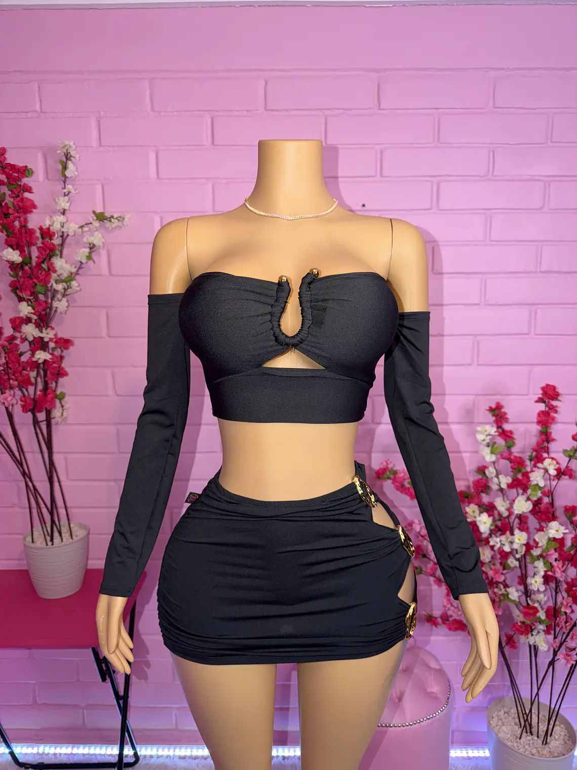 Crop Strapless una Hebilla Manga larga 1