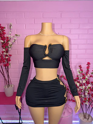 Crop Strapless una Hebilla Manga larga