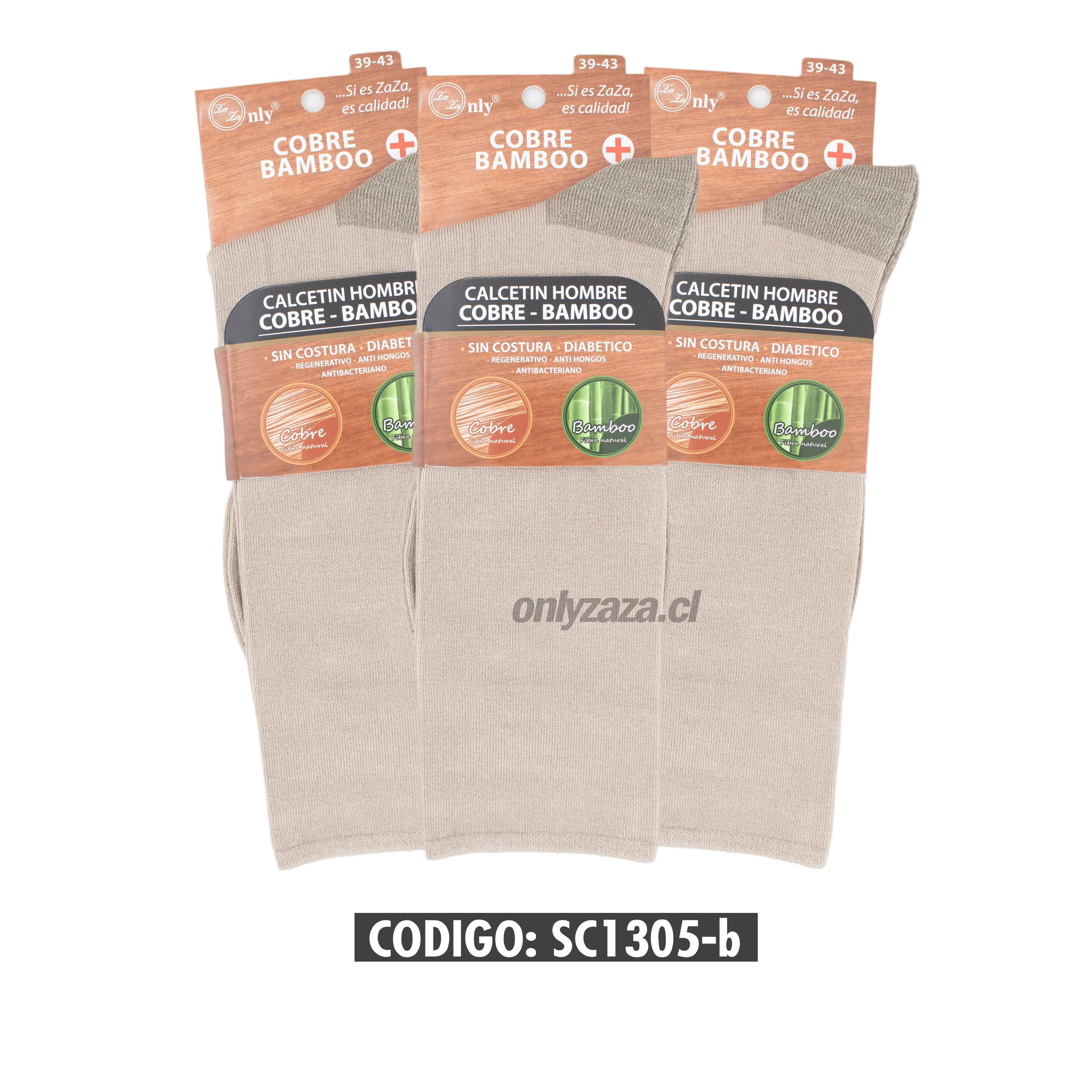 Calcetin Cobre +Bamboo Beige Sin Costura