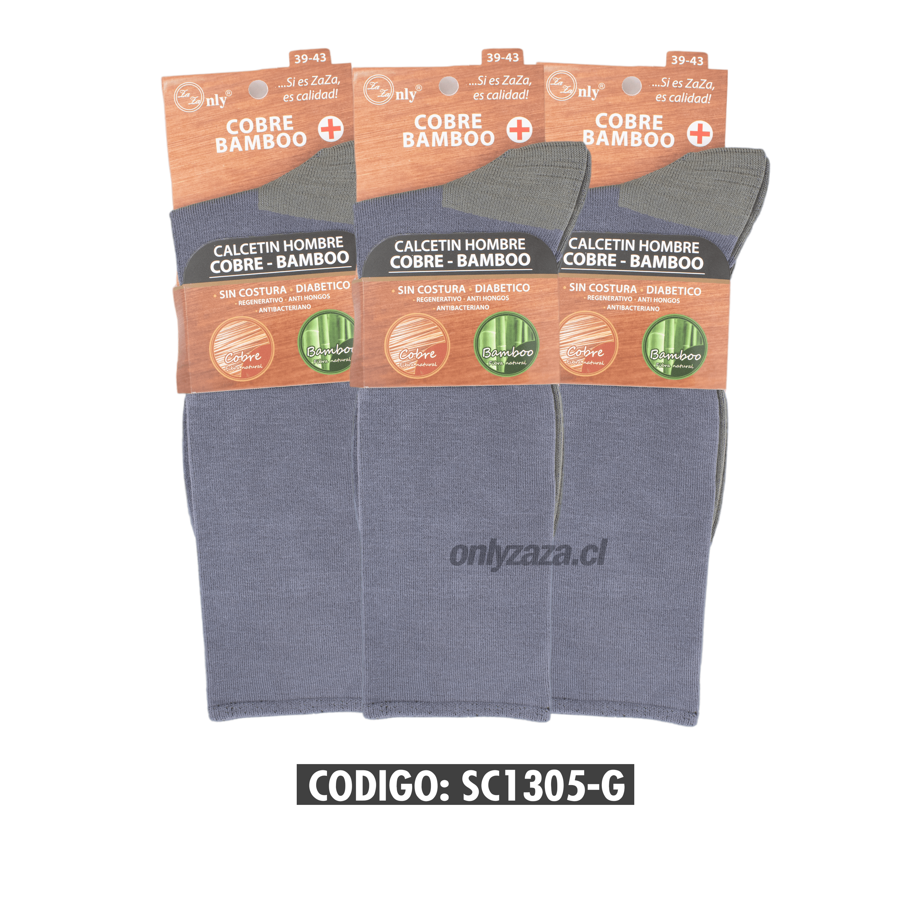 Calcetin Cobre +Bamboo Gris Sin Costura