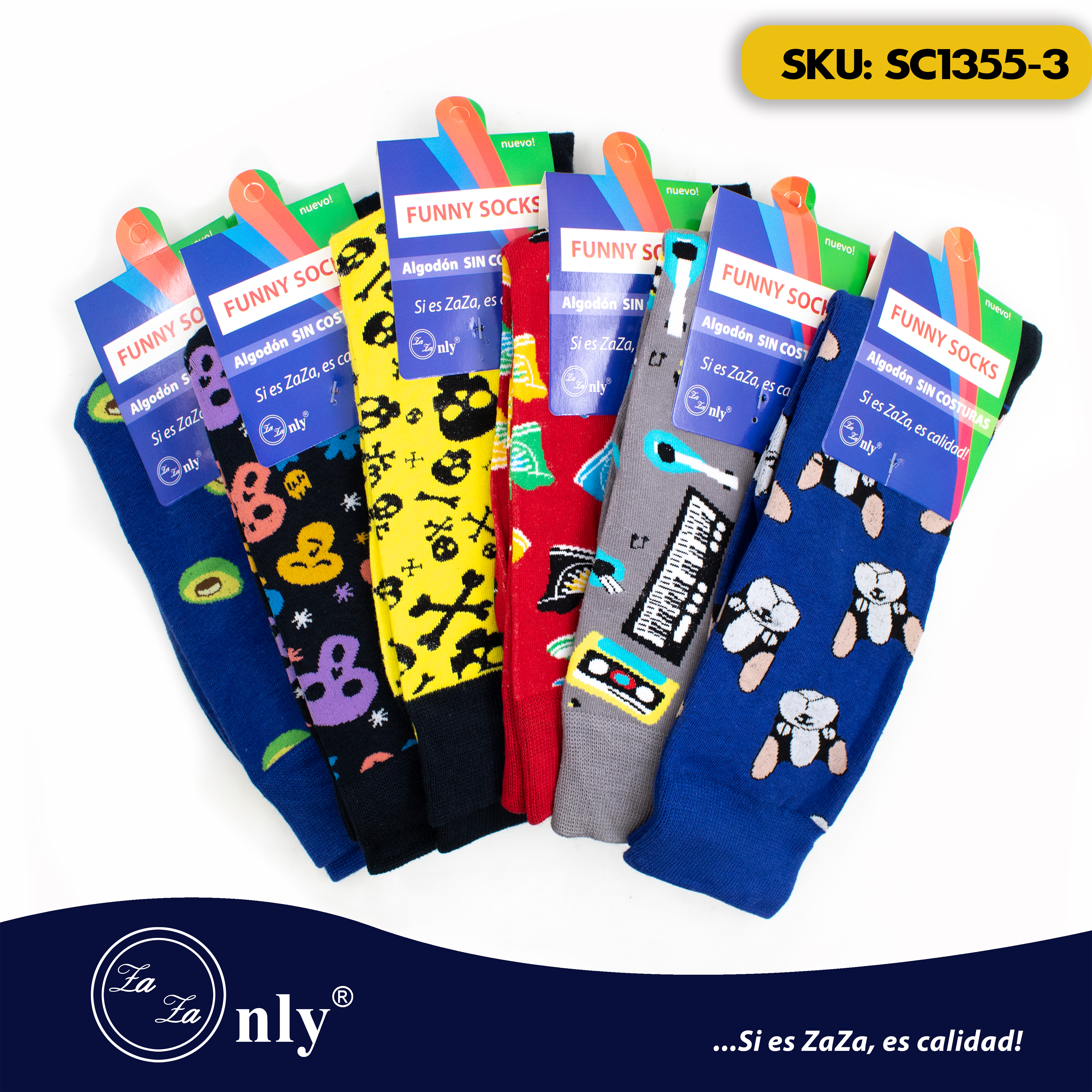 Calcetín Algodón Funny Socks Unisex Sin Costura