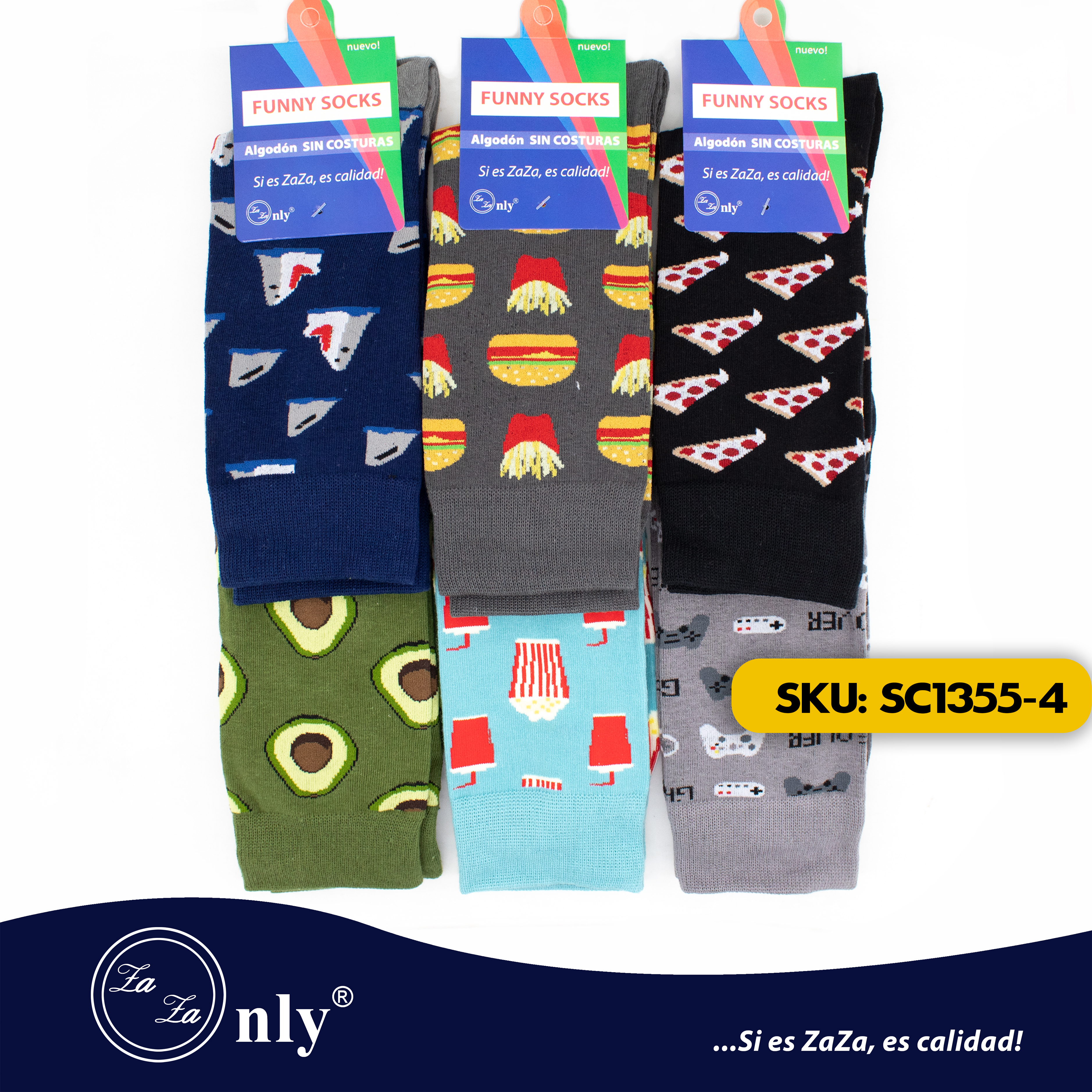 Calcetín Algodón Funny Socks Unisex Sin Costura