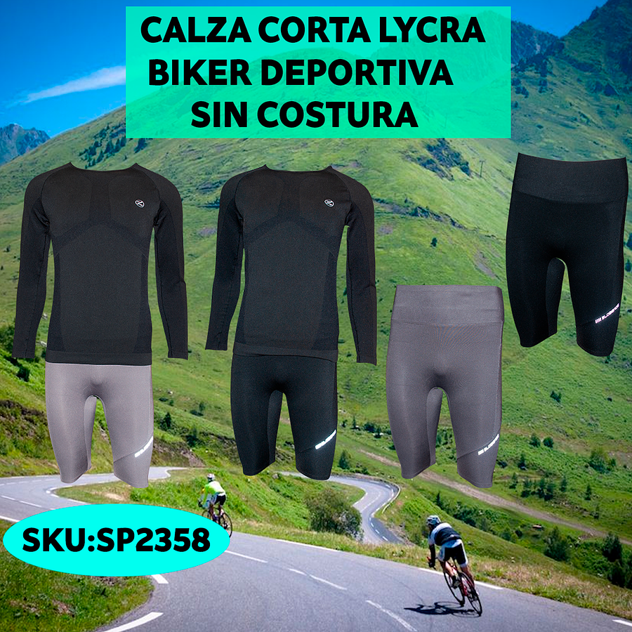 Calza corta Lycra Biker Deportiva Sin costura