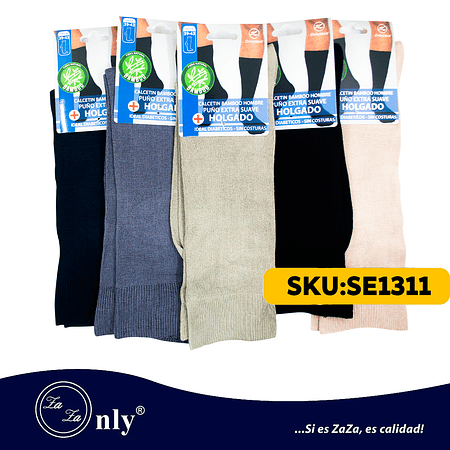 Calcetín Bamboo Hombre Puño Extra Suave - Holgado - Diabetico