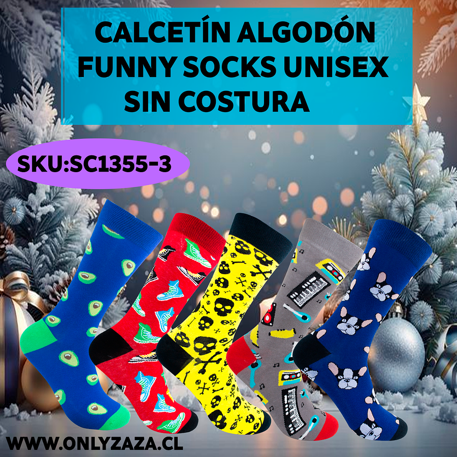 Calcetín Algodón Funny Socks Unisex Sin Costura