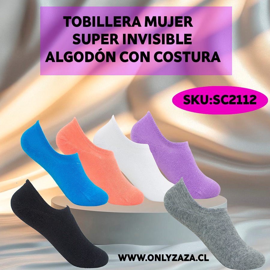 Tobillera Mujer Super Invisible Algodón Con costura