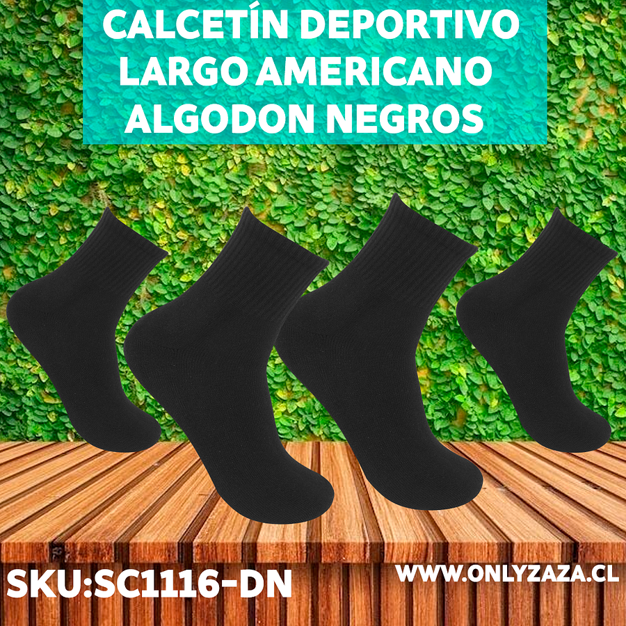 Calcetín Deportivo Largo Americano Algodon Negros
