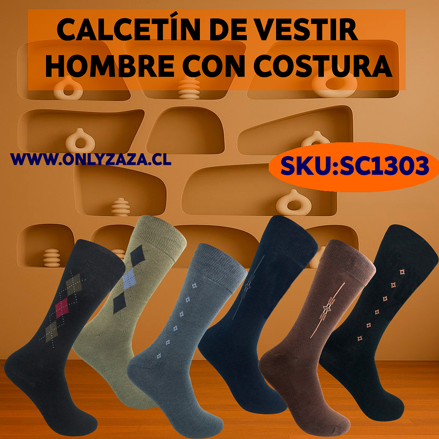 Calcetín de Vestir Hombre Con Costura