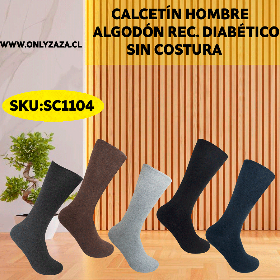 Calcetín Hombre Algodón rec. Diabético Sin Costura