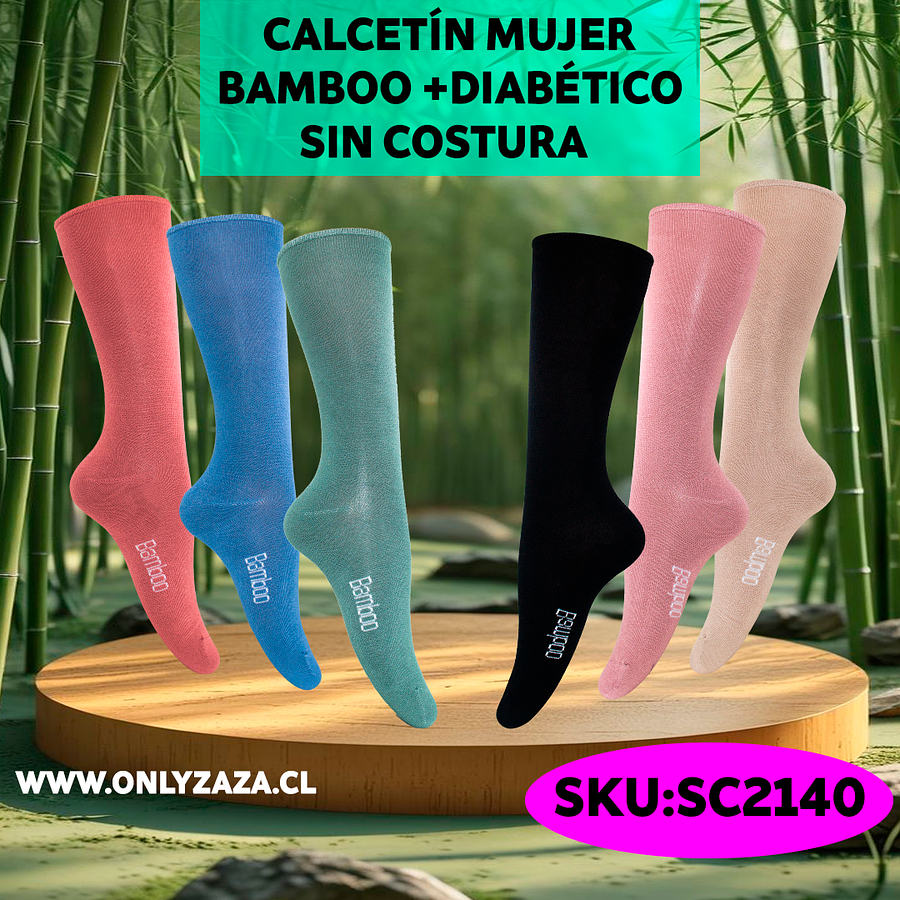 Calcetín Mujer Bamboo +Diabético Sin Costura