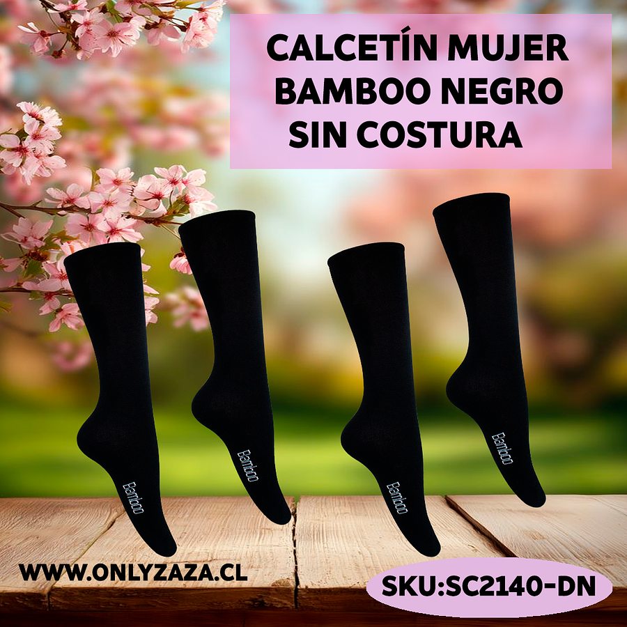 Calcetín Mujer Bamboo Negro - Sin Costura