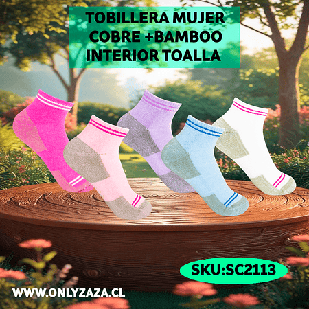 Tobillera Mujer Cobre +Bamboo, Interior toalla