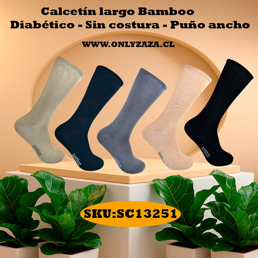 Calcetín largo Bamboo Diabético - Sin costura - Puño ancho