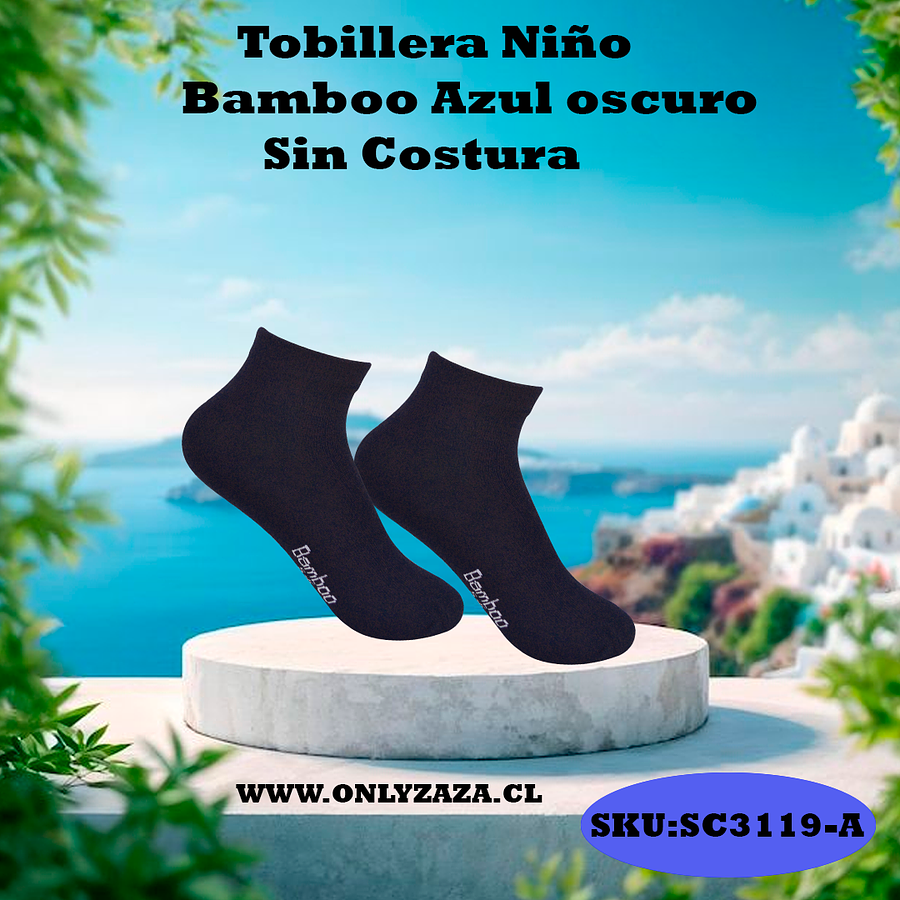 Tobillera Niño Bamboo Azul oscuro - Sin Costura