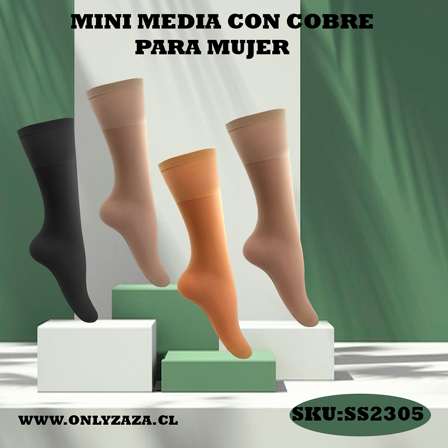 Mini Media Mujer Con Cobre Elasticada