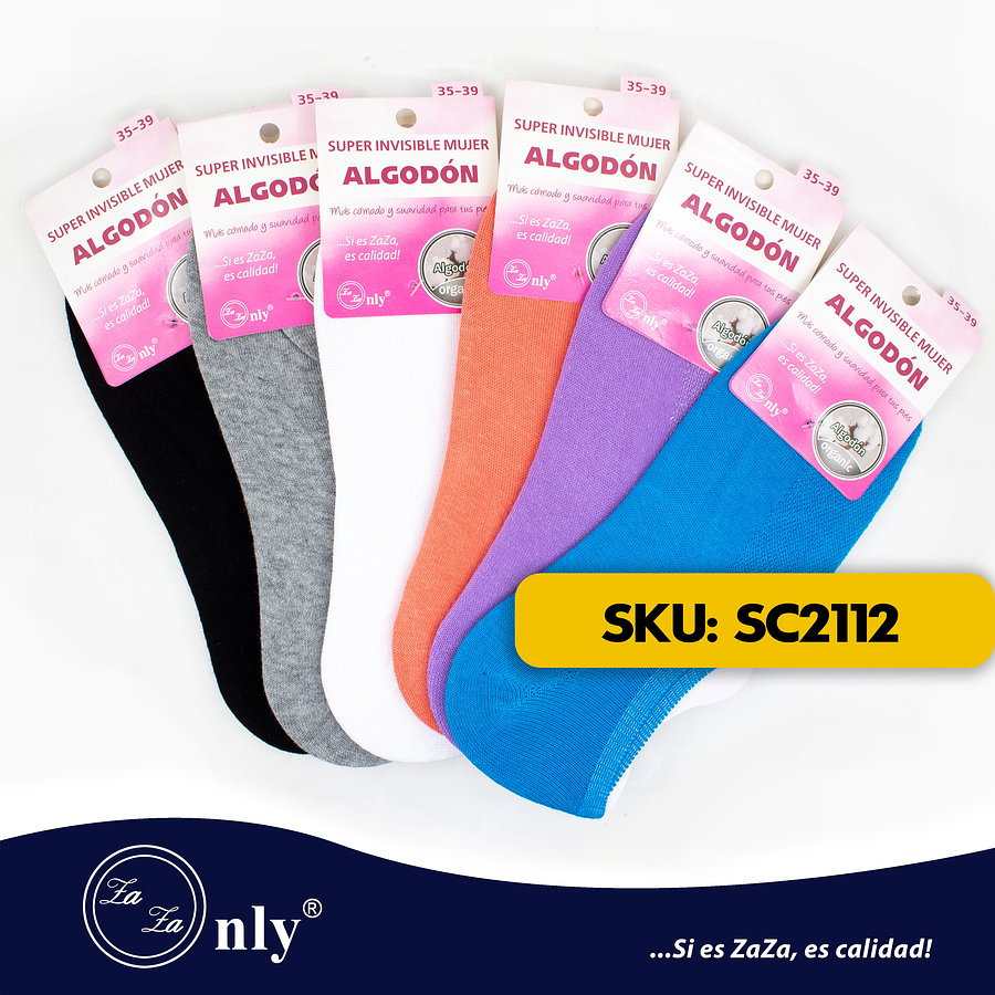 Tobillera Mujer Super Invisible Algodón con costura