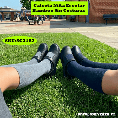 Calceta Niña Escolar Bamboo Sin Costuras
