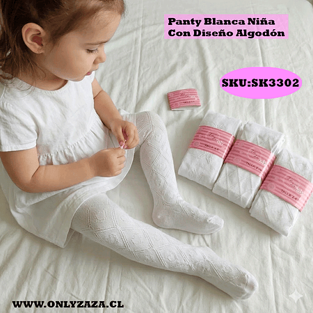 Panty Blanca Con Diseño Niña Algodón