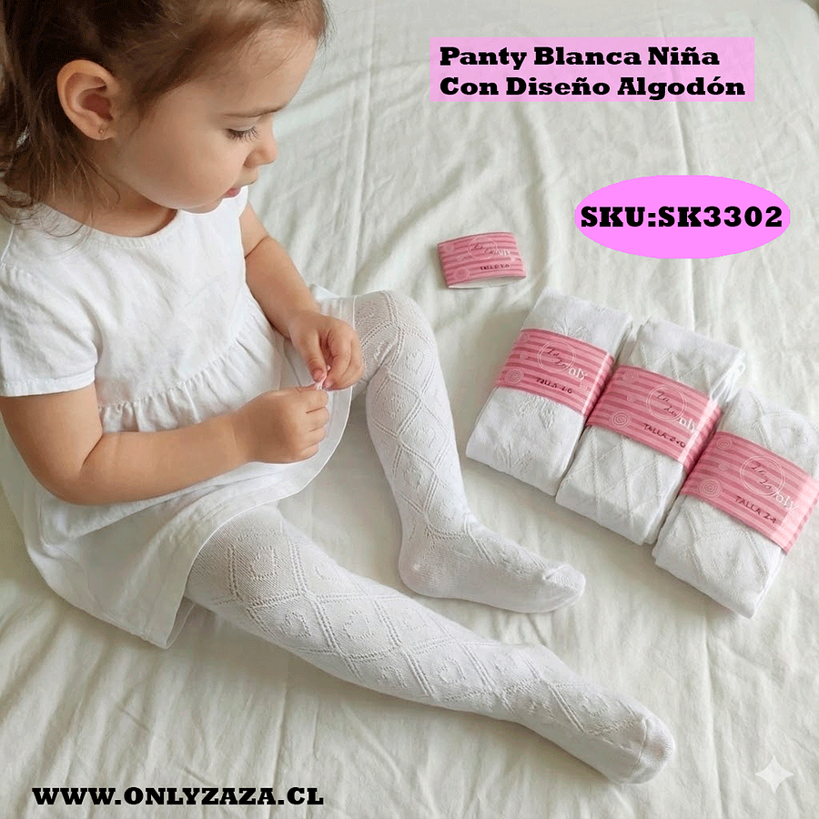 Panty Blanca Con Diseño Niña Algodón
