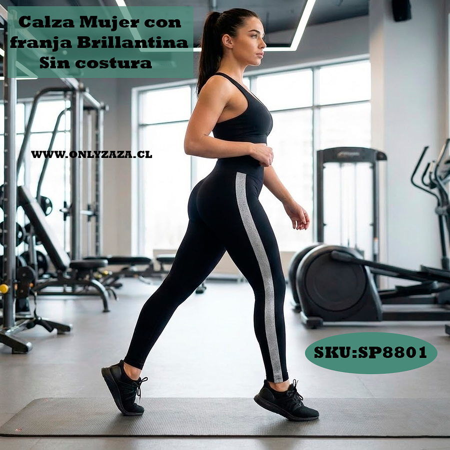 Calza Mujer con franja Brillantina - Sin costura