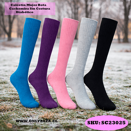Calcetín Mujer Bota Cachemira Sin Costura Diabético