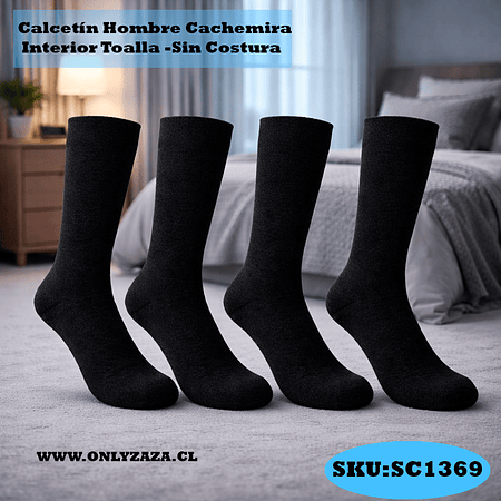 Calcetín Hombre Cachemira Sin Costura Diabético Largo Americano