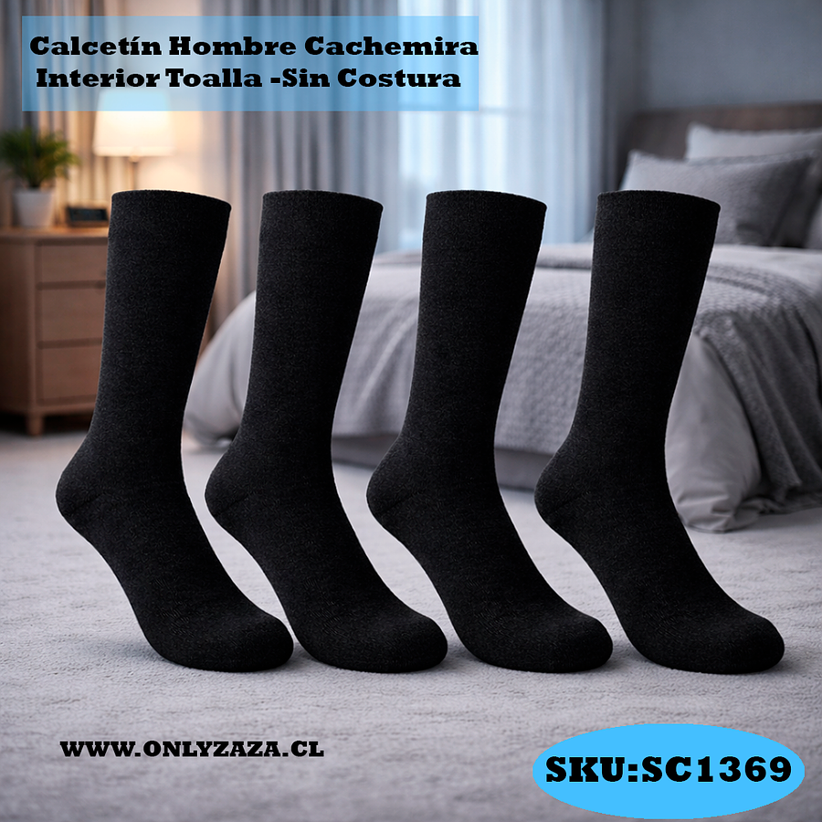Calcetín Hombre Cachemira Sin Costura Diabético Largo Americano