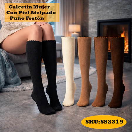 Calcetín Mujer Con Piel Afelpado