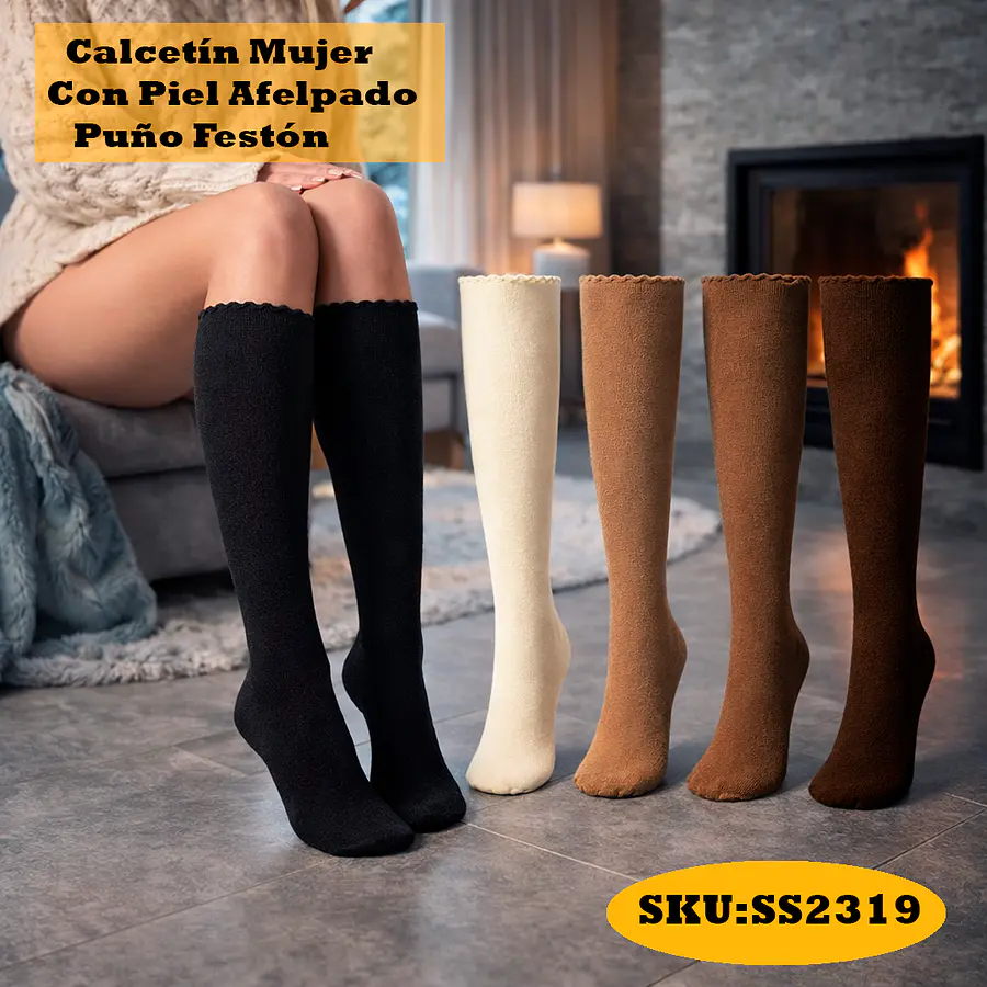 Calcetín Mujer Con Piel Afelpado
