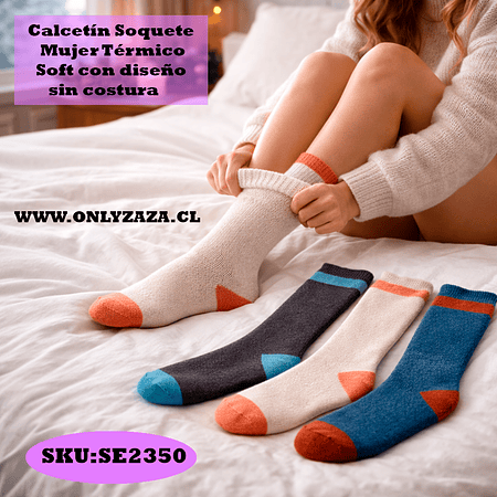 Calcetín Soquete Mujer Térmico Soft con diseño, sin costura