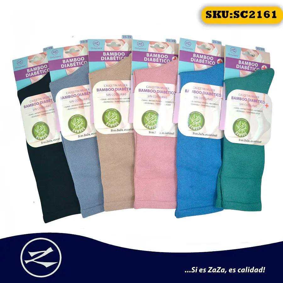 Calcetín Mujer Bamboo +Diabético Sin Costura, PUÑO MAS ANCHO