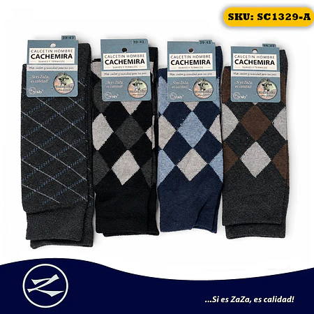 Calcetín Hombre Cachemira Con Diseño Sin Costura Diabético