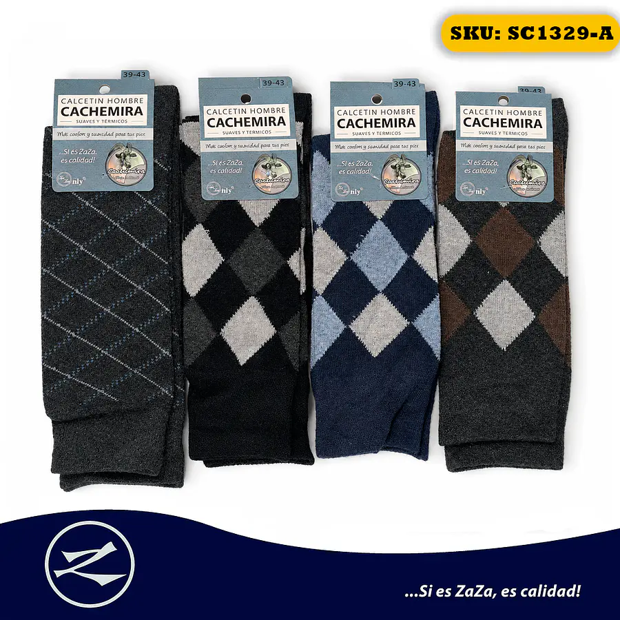 Calcetín Hombre Cachemira Con Diseño Sin Costura Diabético