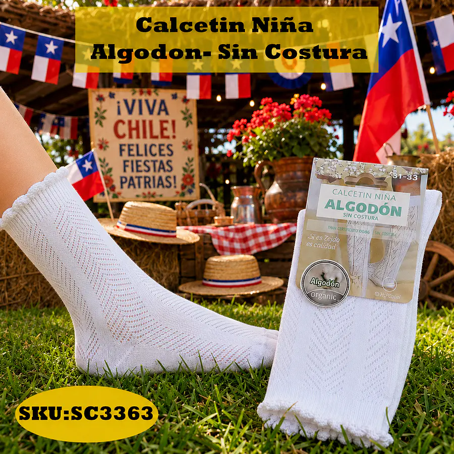 Calcetin Niña Algodon- Sin Costura