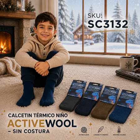 CALCETIN NIÑO TÉRMICO ACTIVEWOOL - SIN COSTURA