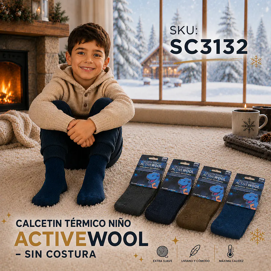 CALCETIN NIÑO TÉRMICO ACTIVEWOOL - SIN COSTURA