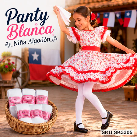 Panty Blanca Niña Algodón
