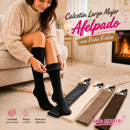 Calcetín Mujer Con Piel Afelpado
