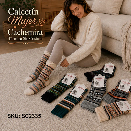 Calcetín Mujer Cachemira Térmica Sin Costura