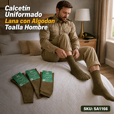 Calcetín Uniformado Lana con Algodon Toalla Hombre
