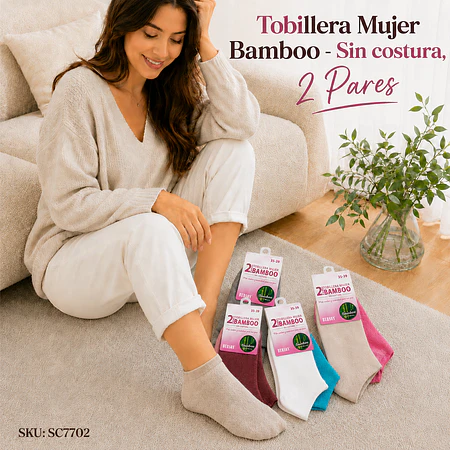 Tobillera Mujer Bamboo - Sin costura, 2 Pares
