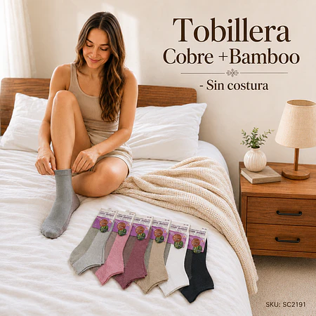 Tobillera Cobre +Bamboo - Sin costura